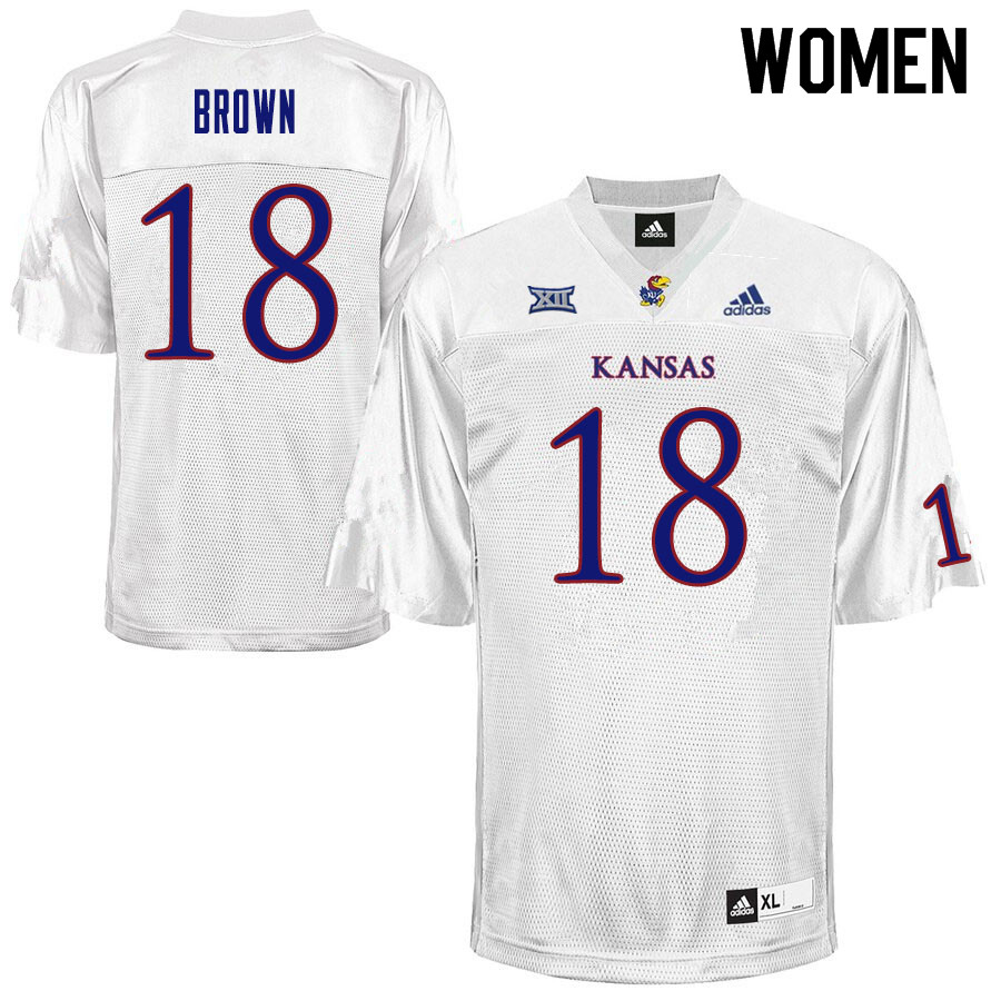 Women #18 Jordan Brown Kansas Jayhawks College Football Jerseys Sale-White - Click Image to Close